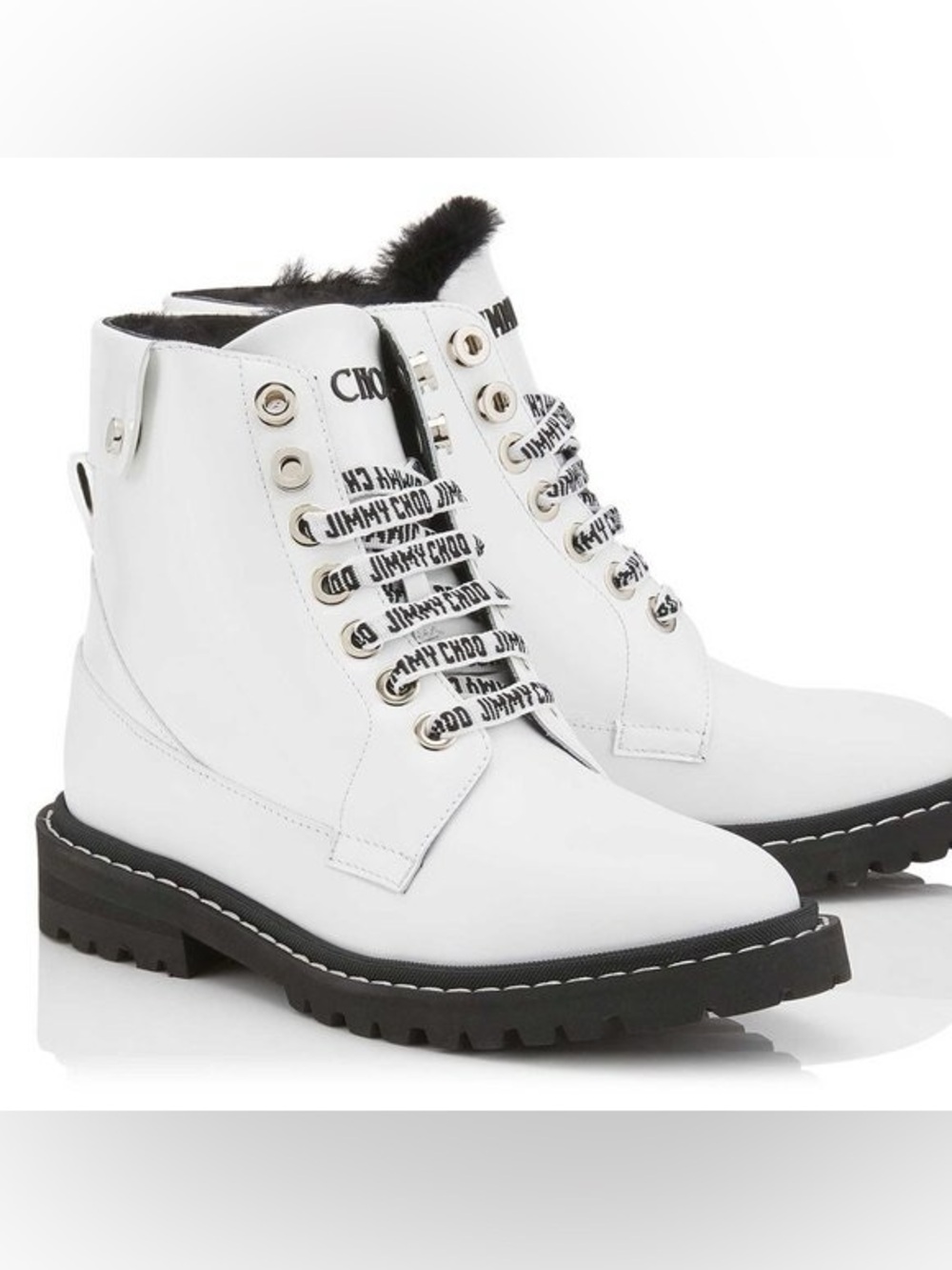 Jimmy Choo Voyager Heated White Leather Shearling Winter Boots EU 41 - Picture 2 of 16